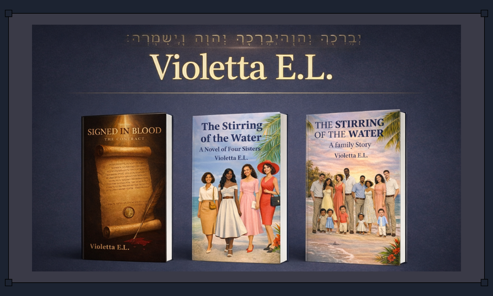 Author-novelist-Graphic-designer-teacher-worshipper-YHWH Violetta E.L. merges creativity and purpose, blending art, education, and storytelling